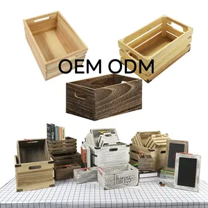 Caixas de madeira para armazenamento de madeira de madeira de madeira de madeira de desordem rústica vintage com logotipo personalizado para casa