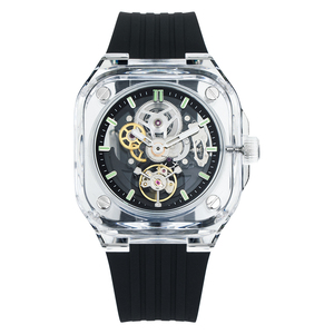 Reloj Mecánico de Lujo con Tourbillon, Caja de Acero Inoxidable, Correa de Silicona, Esfera Azul, 38 mm, Unisex - Product Image 2
