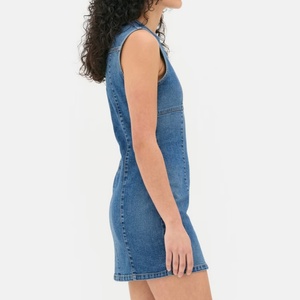 2025 Summer Sleeveless Dresses Acid Wash <b>Tight</b> Sexy Casual Slim Waist Round Neck Denim Dress - Product Image 4