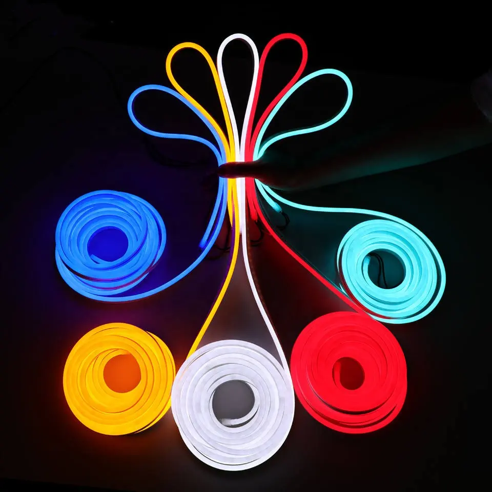 Tubo de luz led de cuerda flexible de neón, impermeable, de silicona RGB, ultradelgado, de PVC, IP68, fábrica de China