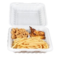 Boîte à lunch jetable blanche de 40 oz, 2 ou 3 compartiments, micro-ondable, en plastique PP MFPP, conteneur alimentaire à emporter avec couvercle