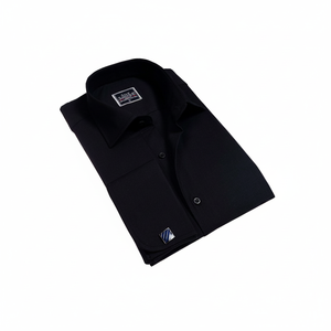 เสื้อเชิ้ตมีกระดุมแขนฝรั่งเศสผ้าอ๊อกซ์ฟอร์ดสีดำ - Product Image 2