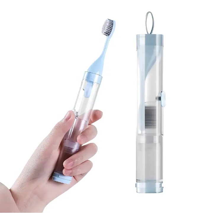 3 in 1 Portable Folding Travel Toothbrush Orthodontic Toothbrush Soft Bristle toothbrush with toothpaste inside 1 cleaning brush