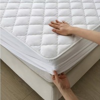 Protège-matelas matelassé en fibres synthétiques personnalisé, motif grille moderne minimaliste, teinture réactive, lavable en machine pour lit de 1,5 m (5 pi)