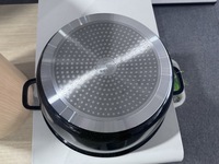 Batterie de cuisine professionnelle B2B pour la restauration, casseroles en granit robustes à double fond avec couvercle en verre, 36, 40, 44 cm, pour restaurant