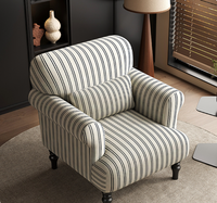 Fauteuil simple de style vintage, en bois massif rayé rétro, pour salon, maison d'hôtes, hôtel