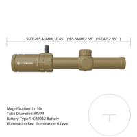 TYPHON 1-10x24IR FFP LPVO Premier plan focal Rouge Vert Réticule illuminé Tube de 30 mm Dia Viseurs optiques Portée de chasse grand Angle
