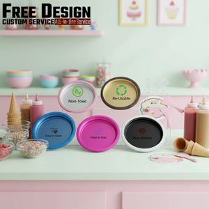 Machine à rouleaux de crème glacée - Machine manuelle domestique en <span class=keywords><strong>plastique</strong></span> PP pour petit yaourt glacé - Grande capacité, plateau à glace maison - Product Image 1