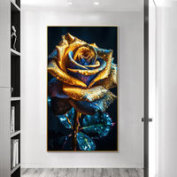 Peinture murale moderne Art Rose Peinture murale décorative avec cadre en métal Peinture décorative en porcelaine de cristal