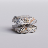 Table d'appoint en pierre naturelle DH Verde Alpi, forme de pétales empilés, sculpture en marbre massif, table contemporaine, meuble d'appoint pour couloir