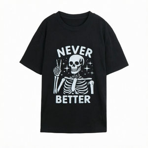OEM ODM Skeleton <b>T</b> <b>Shirt</b> <b>Funny</b> Sarcastic Mental Health Tee Vintage Distressed Black Crew Neck Short Sleeve <b>Men</b> - Product Image 1