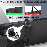 Adaptateur USB-C/A mâle vers USB-C femelle à angle de 180 degrés, 20 Gbit/s PD 140 W, pour appareils de type C, Steam Deck, ordinateur portable, tablette