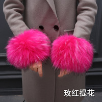 Manches en fausse fourrure de renard et raton laveur pour femme, poignets à chaud, anneaux de poignet, Parka tendance, vestes décoratives, manteau, mode hiver