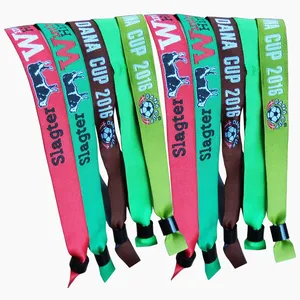 Hxy pulseiras de tecido personalizado, pulseira de tecido barata para bilhete/festival promocional de fábrica, pulseira de evento tecido para concertos, presente