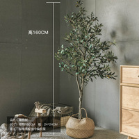 Petites plantes artificielles faites à la main 7 pieds 6 pieds de haut intérieur décor à la maison fibre de verre artificielle métal Faux oliviers noirs base en plastique