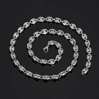 Vente en gros de colliers en or 18 ct avec grains de café pour hommes, bijoux, collier hip hop en acier inoxydable, chaîne de nez de cochon pour hommes
