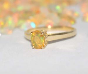 Natural Ethiopian <b>Opal</b> 5x7mm Oval Solid 14k Yellow <b>Gold</b> Birthstones <b>Ring</b> Jewelry Manufacturer - Product Image 5