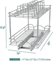 Uittrekbare dekselorganizer voor pannen, heavy-duty, modern keukenkast opbergrek, dubbele laag, volledig uittrekbare schuiflade, ijzer, chroomdraad