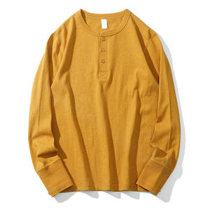 2025 hommes lourd américain Henry coton col nouvelle tendance à manches courtes Base Style décontracté blanc automne à manches longues T-shirt - Product Image 3