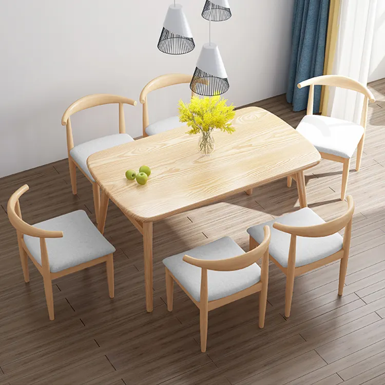Cadre en acier inoxydable de bureau en bois rectangulaire nordique 6 chaises meubles de salle à manger ensemble de Table à manger