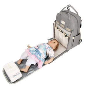 Custom Oxford Mother <span class=keywords><strong>Bag</strong></span> Outdoor Fashion Travel Trip Camping Multifuncional <span class=keywords><strong>Baby</strong></span> Fralda Fralda Mochila com cama para mulheres Homens - Product Image 3