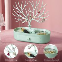 Boîte à bijoux de maison avec présentoir de stockage de boucles d'oreilles élégant collier oreille goujon cheveux accessoires commode plateau plastique vert