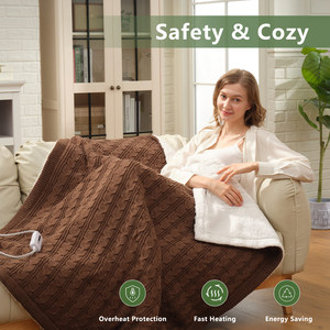 Best-selling Custom-made Winter <strong>Knitted</strong> <strong>Wool</strong> Fabric Eco-friendly Electric Heating Wearable Portable Throw Blanket - Product Image 1