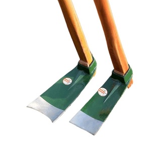 Traditional Hoe Carbon Steel 8 In Curved Blade Wooden Handle Green For Gardening Digging Land Clearing - Product Image 2