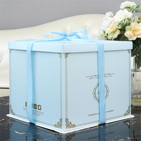 Boîte à gâteau carrée en plastique PET transparente et personnalisée de 10 pouces, épaisseur 0,5 mm, avec fenêtre, trois-en-un, exquise