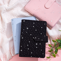 Sampul Buku Catatan Kulit PU Kustom Multifungsi A6 Planner 6 Cincin Emas Binder Anggaran Penghemat Uang Binder Dompet Binder