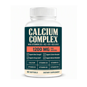 Complexe de calcium, vitamine D3, K2, B1, B2, B12 en gélules molles 1200 mg, complément alimentaire pour le soutien des os et des articulations - Product Image 1