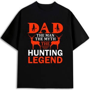 Camiseta de Caza para Hombre, Diseño Legendario de Papá Cazador, 100% Algodón, Manga Corta, Cuello Redondo, Diseño Estampado en la Parte Delantera, Ropa de Caza para Adultos - Product Image 1