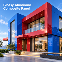 Panneau composite en aluminium noir brillant revêtu FEVE 4 mm, taille personnalisée, plaque ACP pour façades de bâtiments commerciaux