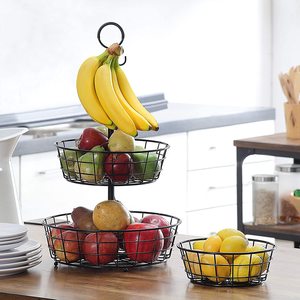 Amazon Venta caliente negro encimera francés país 3 de cesta de alambre soporte para almacenar <span class=keywords><strong>la</strong></span> organización de huevos y más - Product Image 2