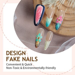 30 قطعة من الأظافر الاصطناعية الفاخرة ثلاثية الأبعاد متعددة الألوان منقوشة يدويًا من الأكريليك قابلة لإعادة الاستخدام بالجملة - Product Image 3