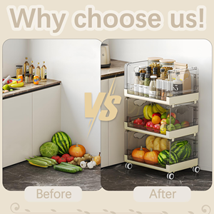 Kitchen Rotating Storage Shelves <b>Rack</b> Multi Layer Removable Basket Shelf Storage Holder Organizer With Wheels - Product Image 5