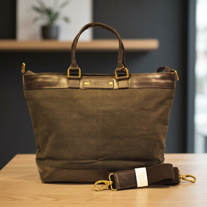 Premium Cotton <b>Canvas</b> Tote <b>Bag</b> with Leather Trim, <b>Large</b> Shoulder Handbag with Adjustable Strap for Women - Product Image 5