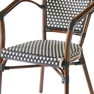 Black French Modern <strong>Stackable</strong> Patio Wicker Dining Furniture Outdoor <strong>Garden</strong> Rattan Bistro <strong>Chairs</strong> - Product Image 6