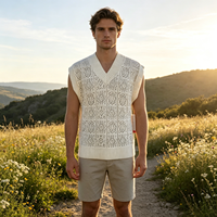 Gilet en tricot pointelle de haute qualité Saturn pour homme, pull sans manches pour homme, printemps et automne, pull OEM et ODM