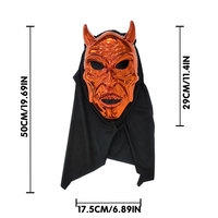 Masque de Satan cornu d'horreur, masque de diable rouge métallisé électroplaqué en PVC, pour bal masqué et décoration de maison hantée