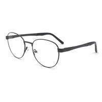 Gafas con montura óptica de metal negro mate HG7148, anti-luz azul, ligeras, con bisagras de resorte, aptas para lentes graduadas, gris 52-19-145
