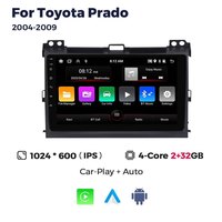 Autoradio Android 4G WiFi Carplay Lecteur multimédia vidéo Navigation pour Toyota Prado 2004 2009 4 cœurs