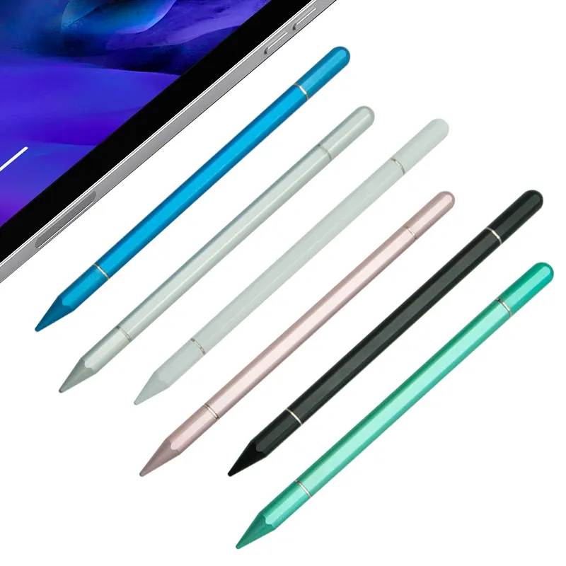 Tablet için evrensel 2 in 1 pasif Stylus dokunmatik ekran kalemi