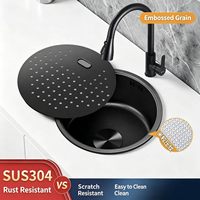 Évier circulaire sous plan de petite taille en acier inoxydable SUS304 épaissi, cuve ronde pour îlot, balcon, comptoir de bar, cuve simple