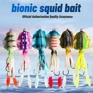 Leurre souple Yajie en forme de calamar 15cm 60g, lumineux UV, pour la pêche en mer, jig biomimétique, appât de fond pour poissons d'eau salée - Product Image 2