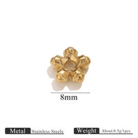 18K plaqué or bricolage tridimensionnel perle fleur entretoise accessoires de bijoux en acier inoxydable pour les composants de résultats de bijoux