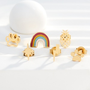 ต่างหูหมุดเกลียวสเตนเลส18K เคลือบสีรุ้ง2025 - Product Image 5