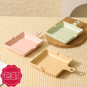 Plat à pizza et steak avec poignée, livraison gratuite, plat de dîner créatif sous glaçure pour la maison, joli plat à salade, en céramique. - Product Image 1
