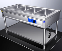 Rongsheng Tragbarer Intelligenter Bain-Marie Speisenwärmer Trolley mit Glasvitrine |   Edelstahl 1,5-2KW Restaurant-Buffet-Heizung