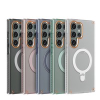 Étui magnétique transparent mat avec béquille et protection d'objectif pour iPhone 17 Pro Max et iPhone 16